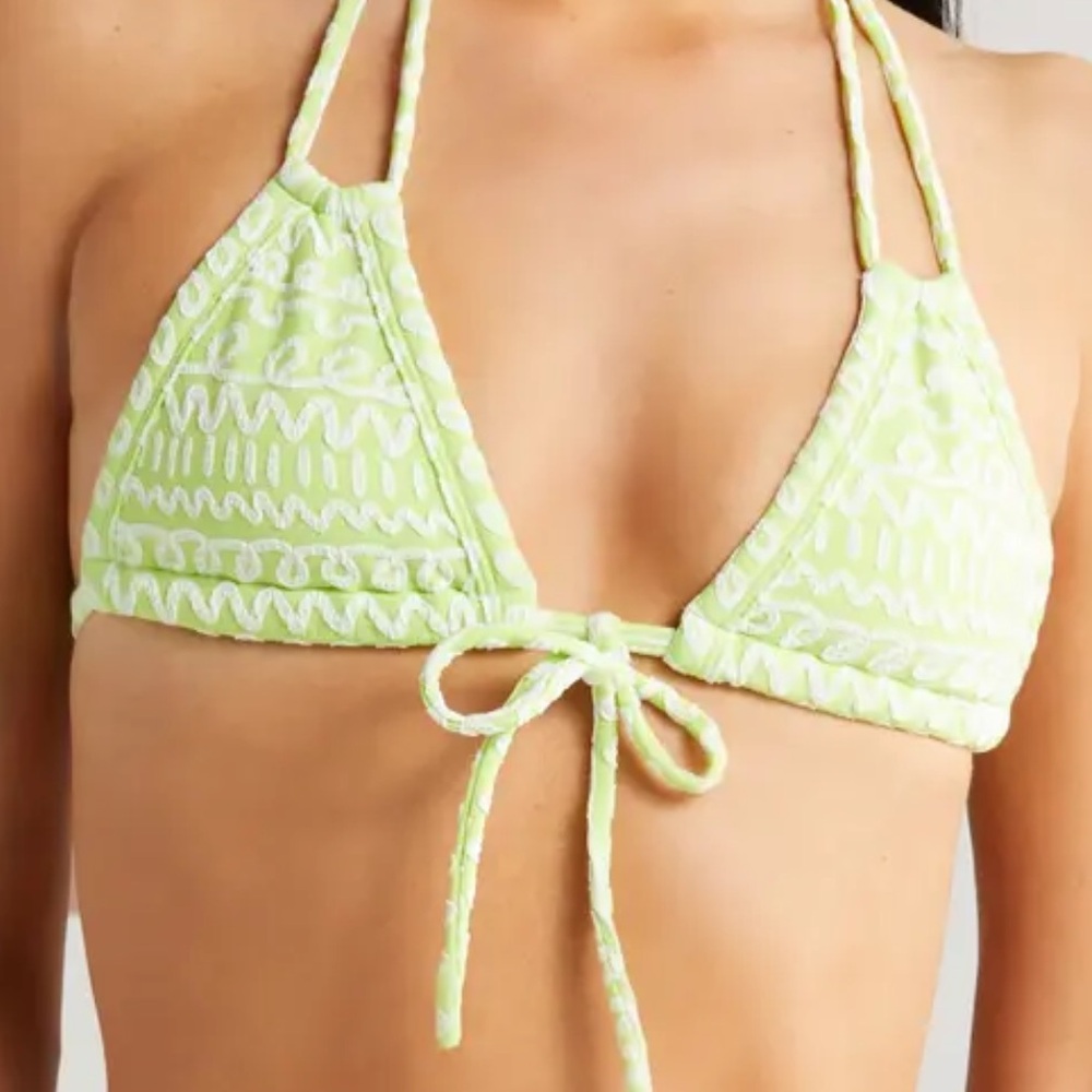 Montce Green Patterned Bikini Size M Top Size L Bottoms